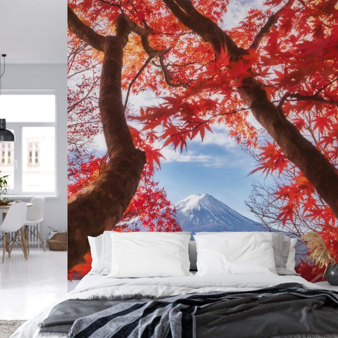 Fototapete Samejima - Rote Blätter - 192x260cm - Bild 1