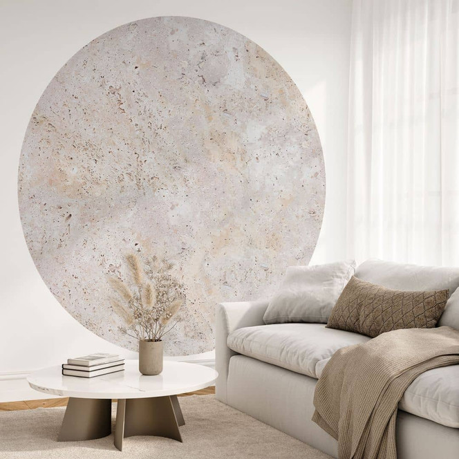 Fototapete Textur einer beigen Steinmauer - Pictufy Studio - Rund - Selbstklebend/Vlies