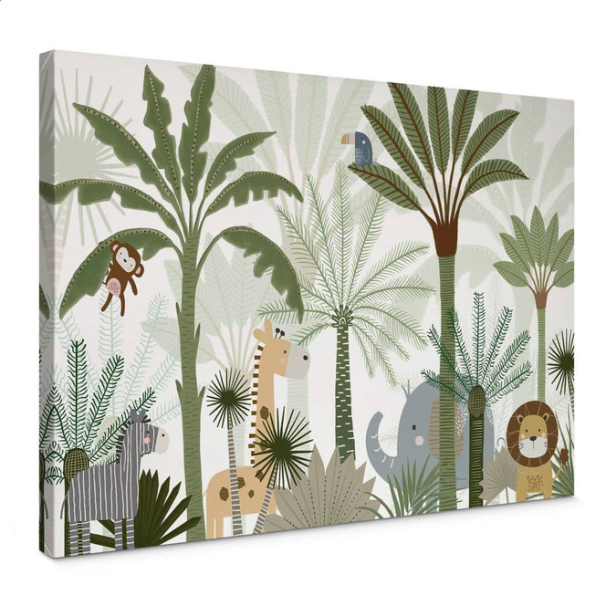Leinwandbild Kinderzimmer Niedliche Tiere im Dschungel - Oliver Robins