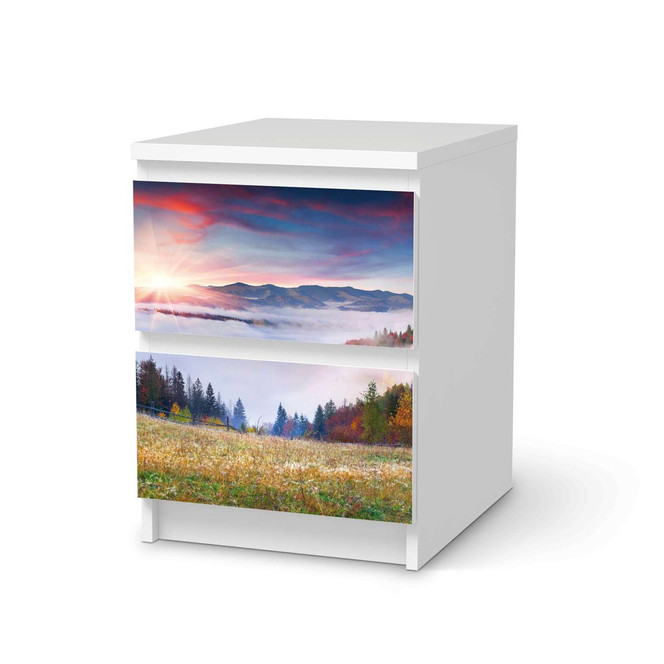 Möbelfolie IKEA Malm Kommode 2 Schubladen - Herbstwald- Bild 1