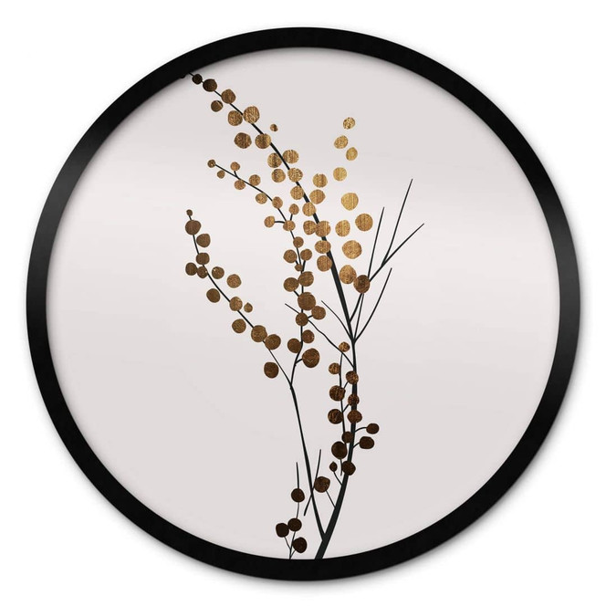 Poster Kubistika - Goldener Zweig - Rund