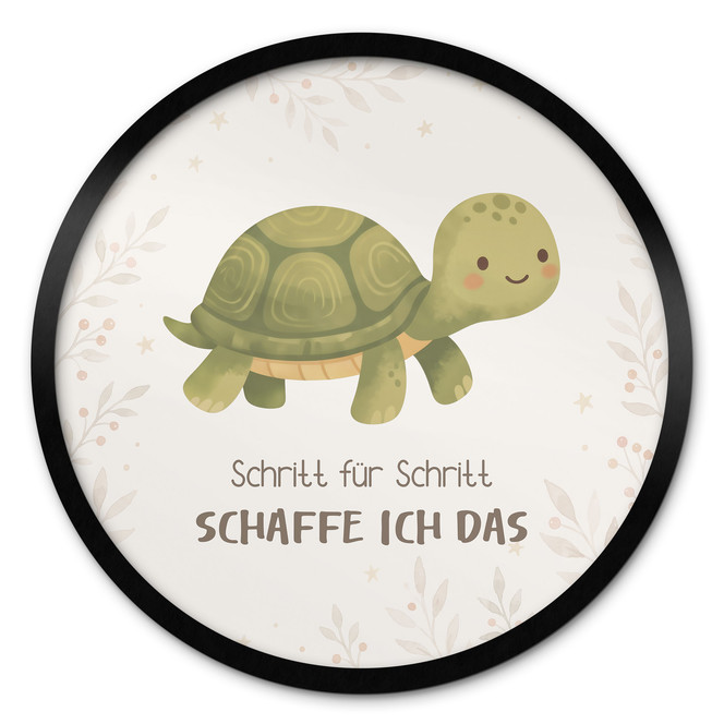 Rundes Kinder-Poster mit Schildkröte - "Schritt für Schritt schaffe ich das"