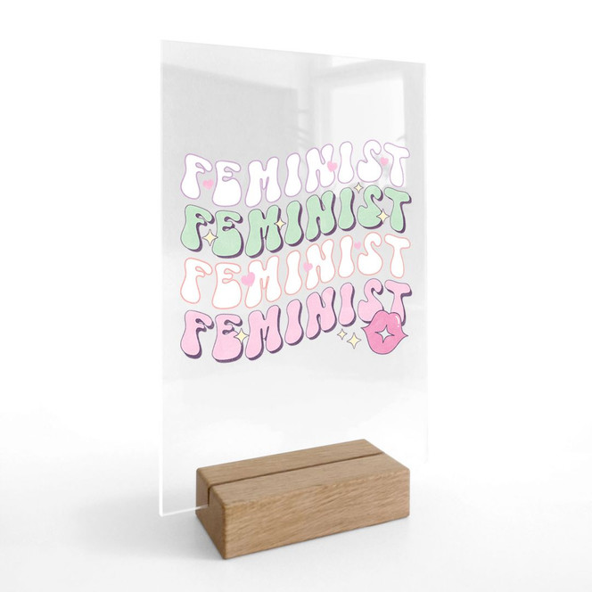 Tischaufsteller Feminist Kussmund Pop Art