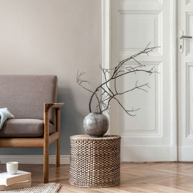 Unitapete mit Leinenstruktur Beige – Stofftapete einfarbig matt modern