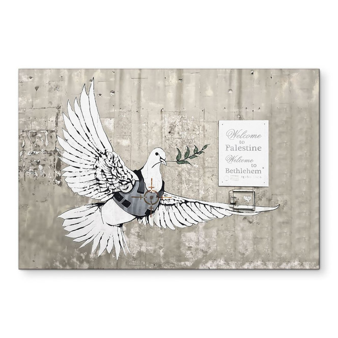 Wandbild Banksy - Die Friedenstaube - Alu-Dibond