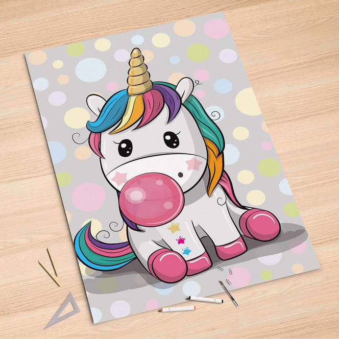 Folienbogen (100x150cm) - Rainbow das Einhorn- Bild 1