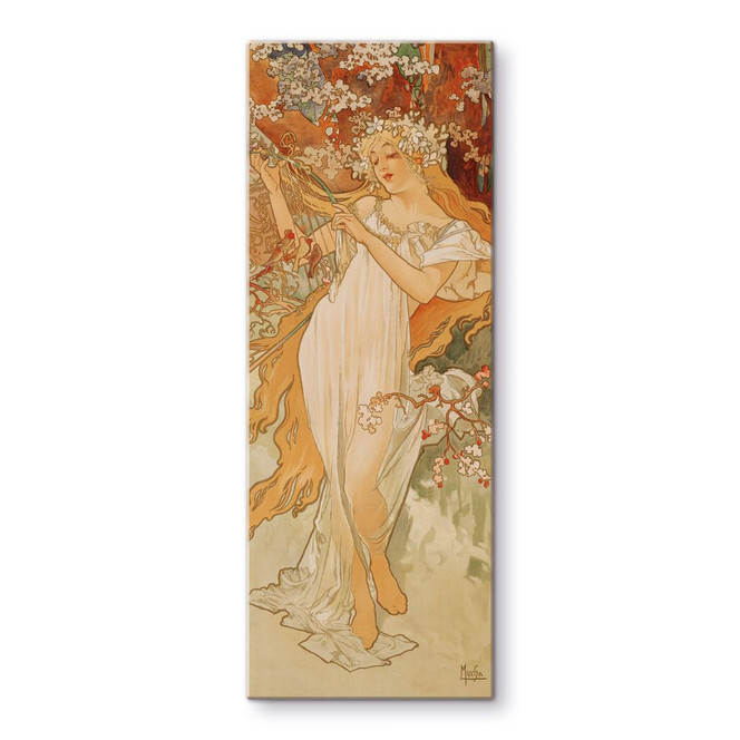 Glasbild Mucha - Jahreszeiten Frühling 2