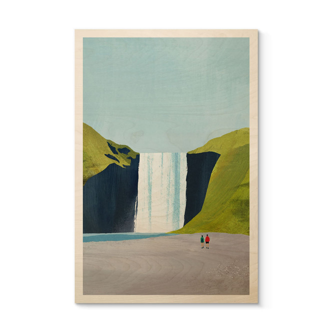 Holzbild Wasserfall in den Bergen - Rivers