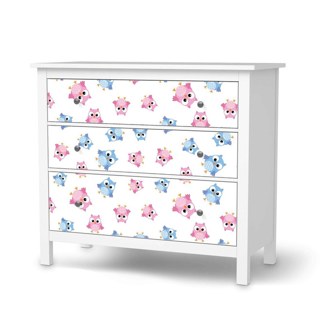 Möbelfolie IKEA Hemnes Kommode 3 Schubladen - Eulenparty- Bild 1