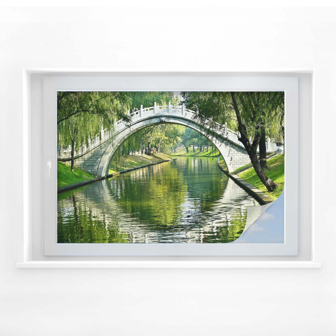 Sichtschutzfolie Brücke am Fluss