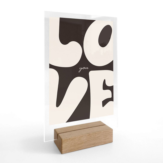 Tischaufsteller Love you Retro Letters
