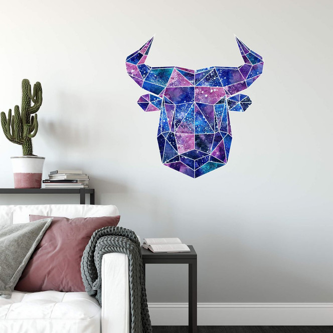 Wandtattoo Polygon Galaxie Stierkopf