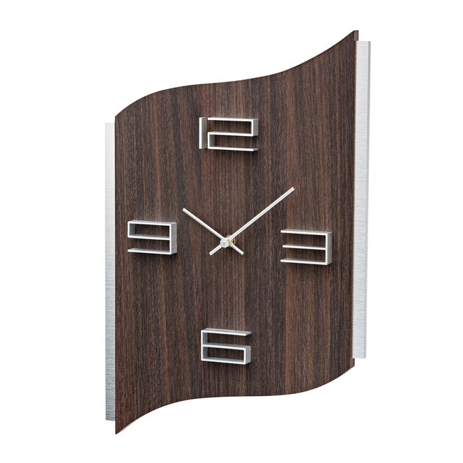 Wanduhr Holzgehäuse, Braun, Aluminium