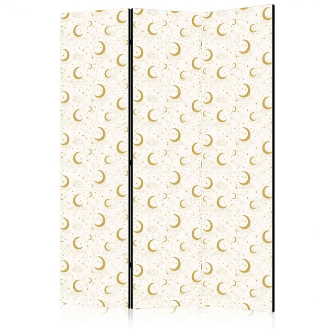 Paravent, Raumteiler freistehend, Trennwand - Moonlit Nights - Delicate Moons and Clouds in Warm Tones