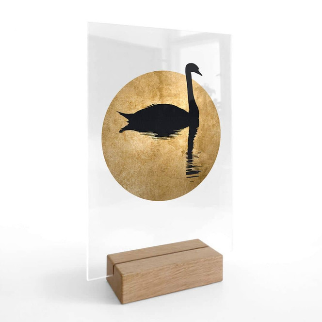 Tischaufsteller Kubistika - Schwanensee im Vollmond