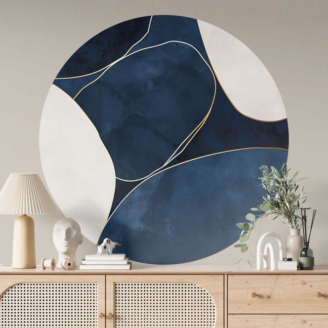 Wandtattoo Geometrische Balance in Blau und Weiss - Paksoylu - Rund