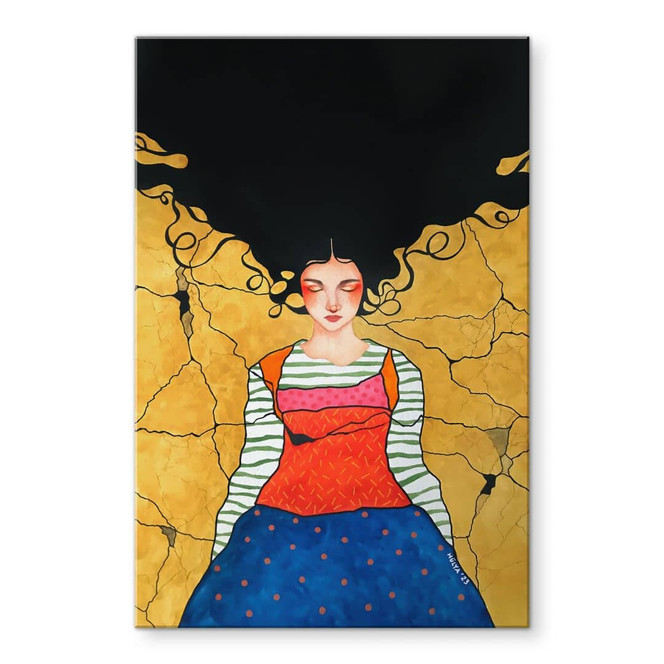 Acrylglasbild Träumerin im goldenen Licht - Hülya