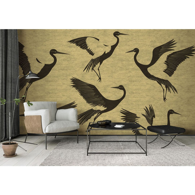 Guido Maria Kretschmer Fototapete Black Feathers- Art Edition 2 gold