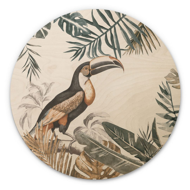 Holzbild Tropischer Wald mit Tukan - Haase - Rund