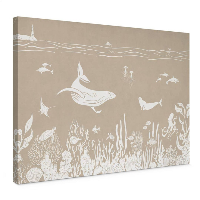Leinwandbild Faszinierende Meerestiere im Ozean - Braun - Kikki Belle