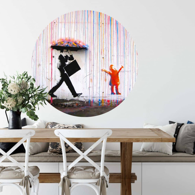 Wandtattoo Banksy - Coloured Rain - Rund