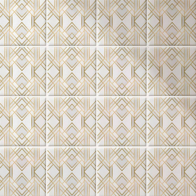 Fliesenaufkleber Fredriksson - Art-Deco - Goldene Geometrie - 12er Set