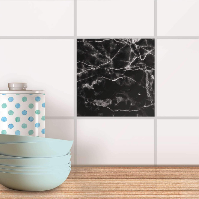 Fliesenaufkleber - Marmor schwarz