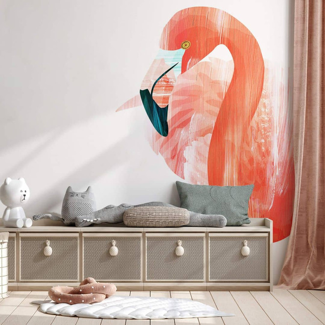 Fototapete Goed Blauw - Pink Flamingo