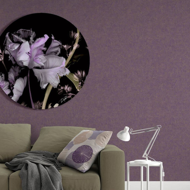 Glasbild Lila Blumen - Guido Maria Kretschmer Kollektion - Rund - Ø 70cm