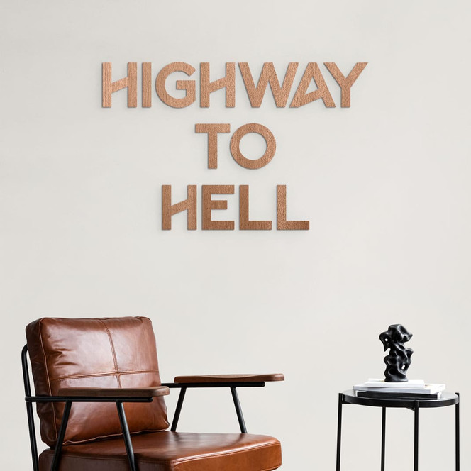 Holzbuchstaben Highway to Hell - Mahagoni