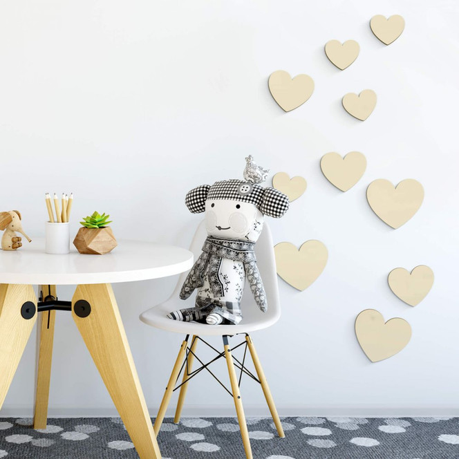 Holzdeko Pappel - Herzen Set (10-teilig)