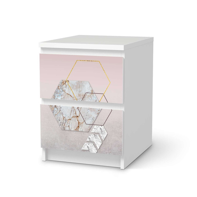 Möbelfolie IKEA Malm Kommode 2 Schubladen - Hexagon- Bild 1