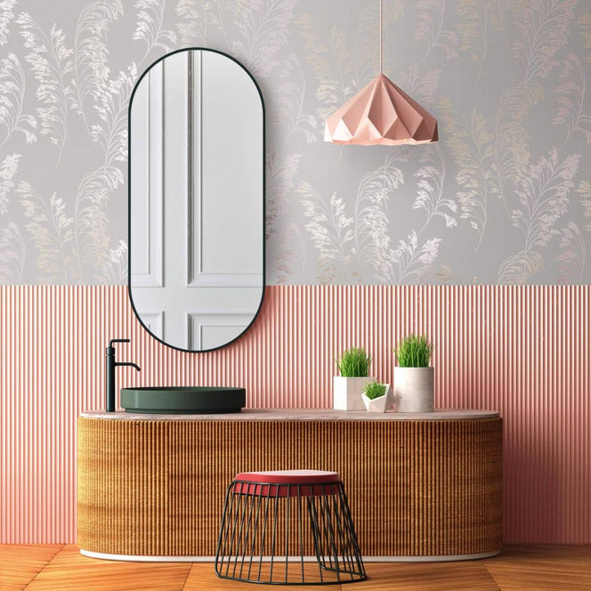 Vliestapete mit sanftem Blattmotiv grau, pearl Floral