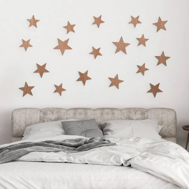 3D Wanddeko Sterne Set - Holzdeko Mahagoni für Kinderzimmer | Schlafzimmer