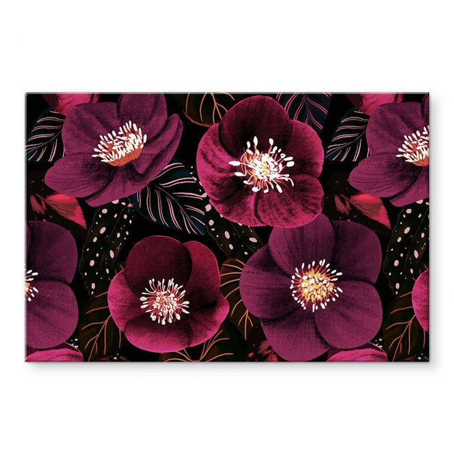 Acrylglasbild Florale Blütenpracht in Purpurtönen - Anis Illustration