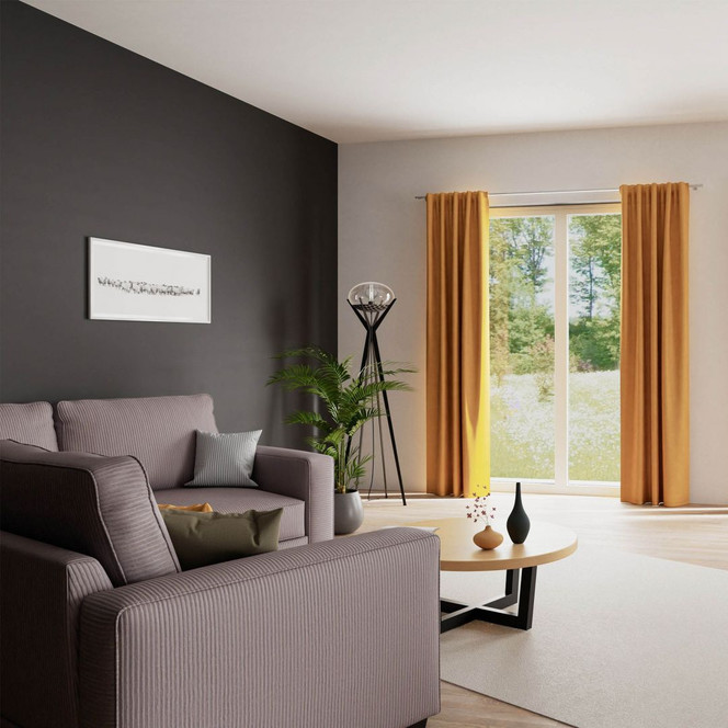 Homing Samtvorhang mit verdeckten Schlaufen Velia safran - 2.45 x 1.4m - Bild 1