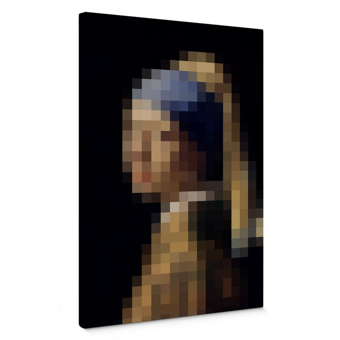 Leinwandbild Pixelart - Vermeer - Das Mädchen mit dem Perlenohrring