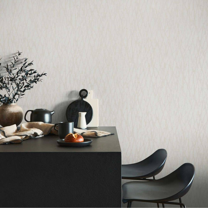 Strukturtapete mit Wellenmuster Elfenbein - Moderne Eleganz Vliestapete