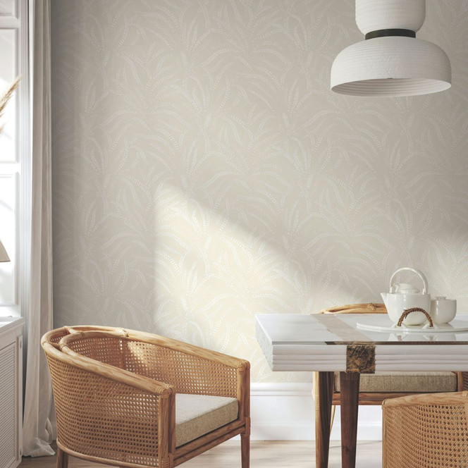 Vliestapete Blätter, Ranken Floral Natur in Beige