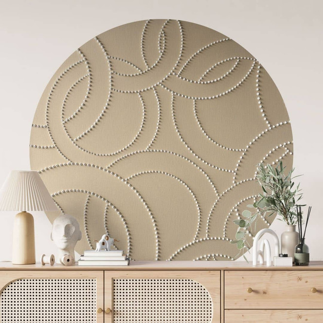 Wandtattoo Abstrakte Ringe beige - Grande - Rund