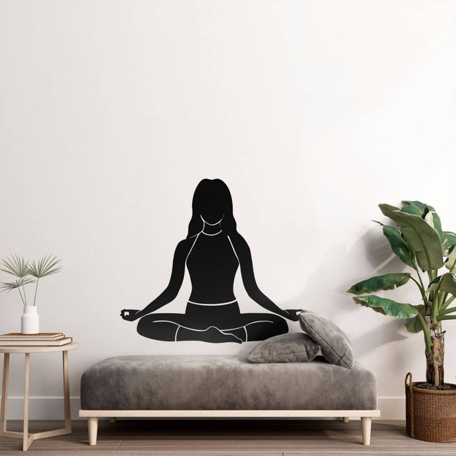 Wandtattoo Yoga Sitzhaltung der Weisen Silhouette einfarbig