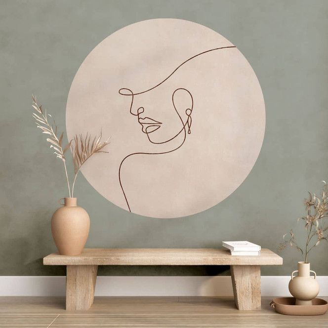 Wandtattoo Zarte Konturen einer Frau - Line Art - Tunaboylu - Rund