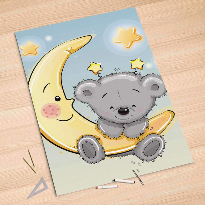 Folienbogen (100x150cm) - Teddy und Mond- Bild 1