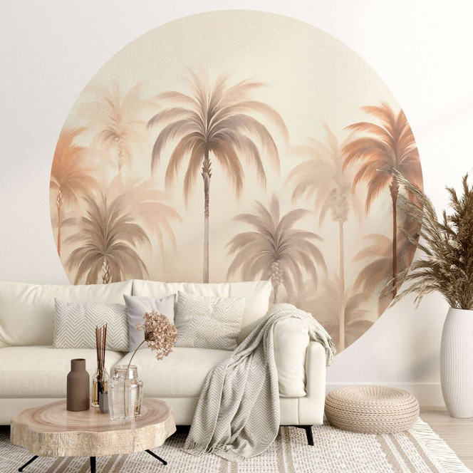 Fototapete Tropische Landschaft mit Palmen - Haase - Rund - Selbstklebend/Vlies