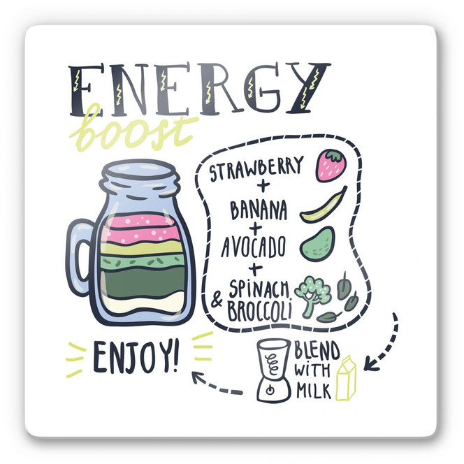 Glasbild Energy Boost - quadratisch