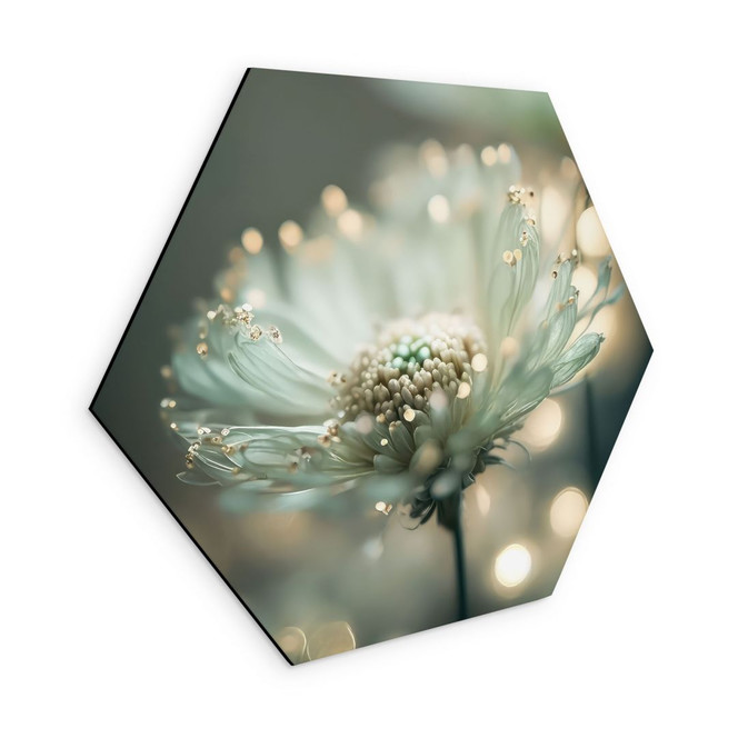 Hexagon Wandbild Zartes Funkeln der Blüten - Treechild - Alu-Dibond