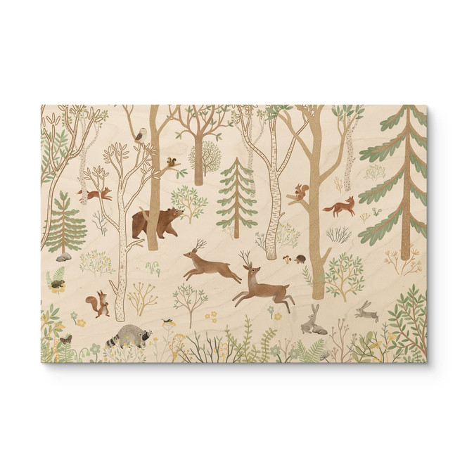 Holzbild Fröhliches Waldleben mit Tieren - Oliver Robins