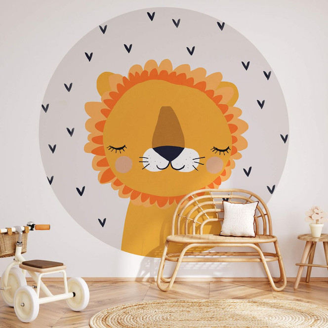 Kinderzimmer Fototapete Treechild - Kleiner Löwe - Rund - Selbstklebend/Vlies