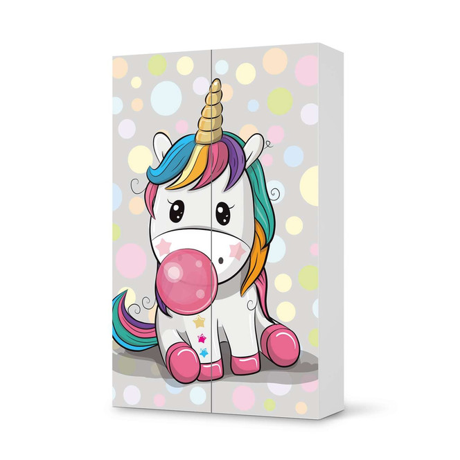 Klebefolie IKEA Besta Schrank 2 Türen (hoch) - Rainbow das Einhorn- Bild 1