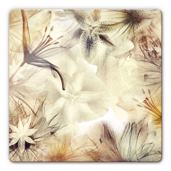Glasbild Foggy Flowers